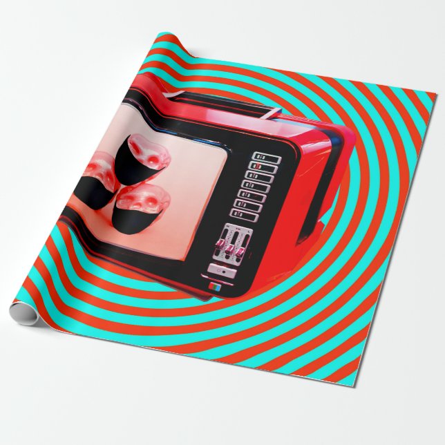 Contemporary art collage. Tv news Corona virus con Wrapping Paper (Unrolled)