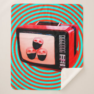 Contemporary art collage. Tv news Corona virus wit Sherpa Blanket