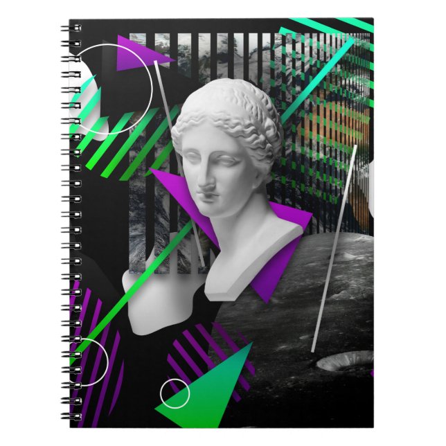 Contemporary art collage with plaster head statue  notebook (Front)