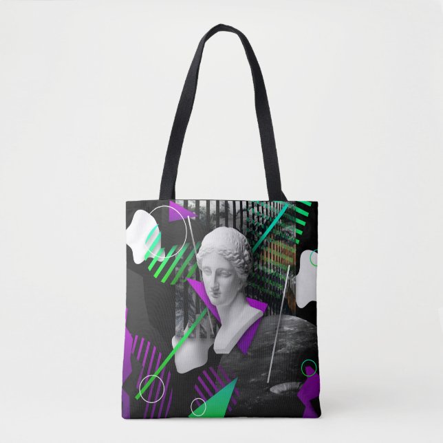 Contemporary art collage with plaster head statue  tote bag (Front)