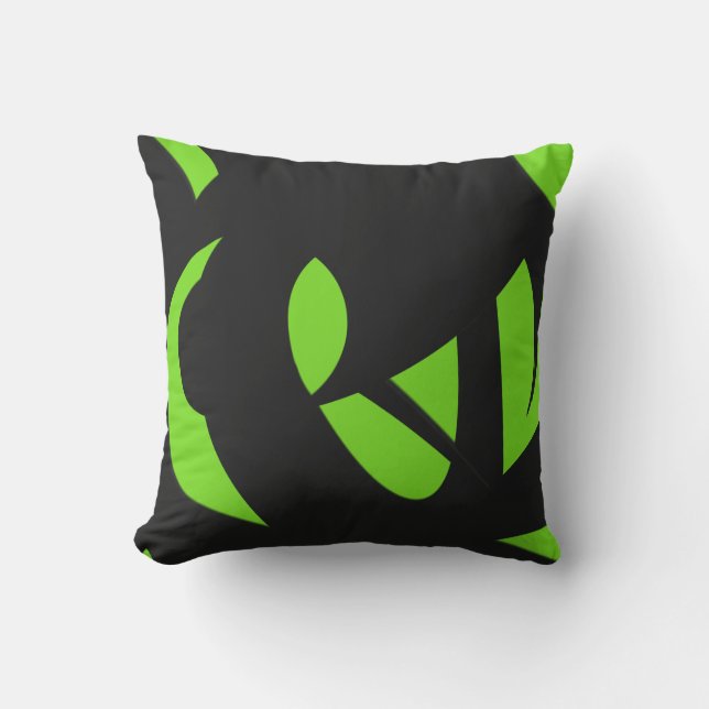 Contemporary Art Green / Black Cushion (Front)