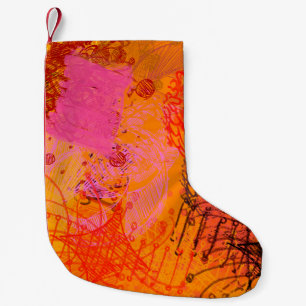 Contemporary art. Hand made art. Colorful texture. Small Christmas Stocking