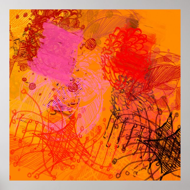 Contemporary art. Hand made art. Colourful texture Poster (Front)