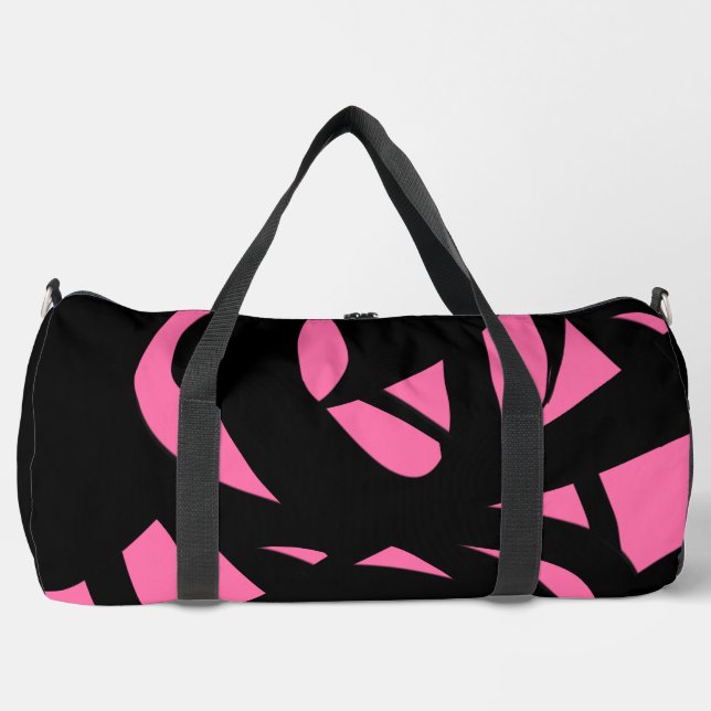 Contemporary Art Hot Pink / Black Duffle Bag (Front)