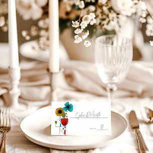 Contemporary Art Noveau Floral Wedding Place Card