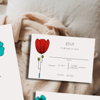 Contemporary Art Noveau Floral Wedding RSVP