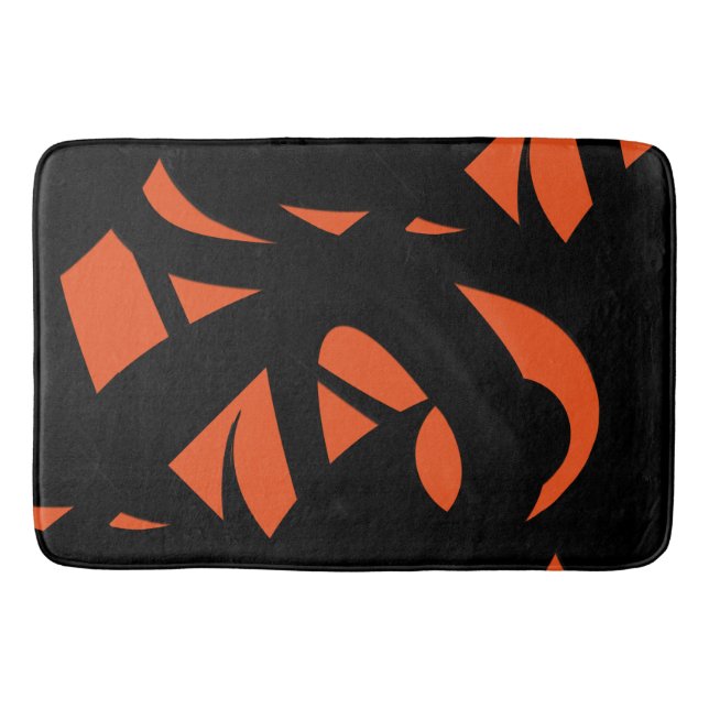 Contemporary Art Orange / Black Bath Mat (Front)