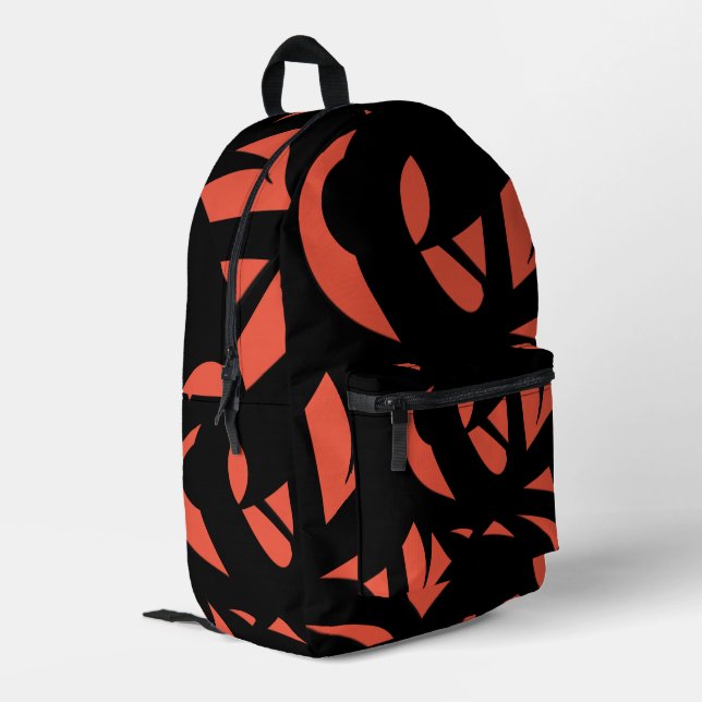 Contemporary Art Orange / Black Drawstring Bag (Back Corner Left)
