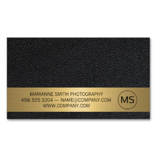 Contemporary Art Photographer Leather Magnetic Business Card