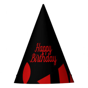 Contemporary Art Red / Black Birthday Party Hat