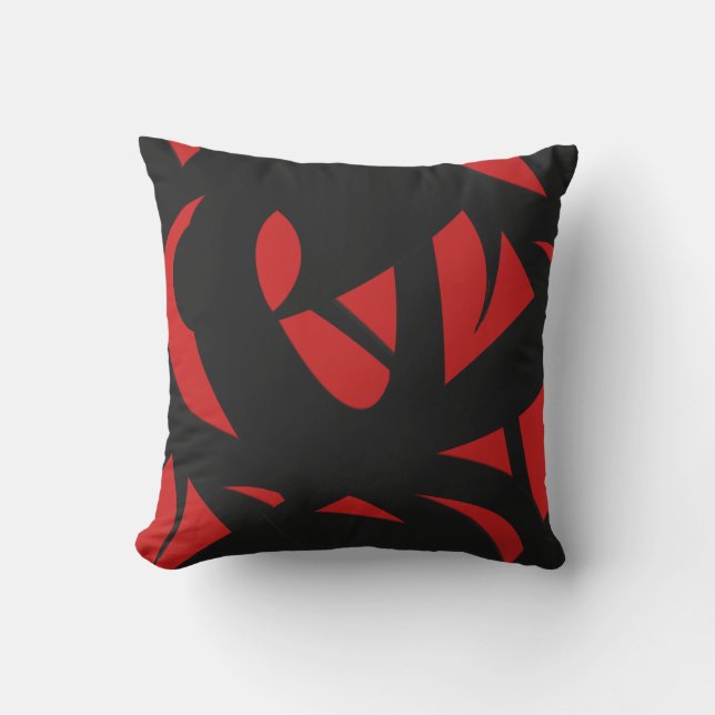 Contemporary Art Red / Black Cushion (Front)