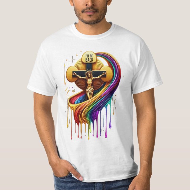Contemporary Artistic Design of Crucified Figure T-Shirt (Front)