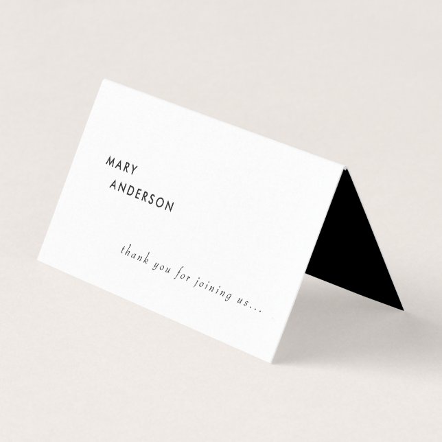 Contemporary B/W Custom II Wedding Place Card (Front)