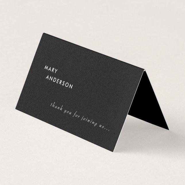 Contemporary B/W Custom Wedding Place Card (Front)