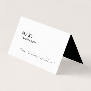 Contemporary B/W Personalised Wedding Place Card