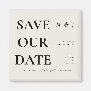 Contemporary Beige Monogram Save Our Date  Magnet