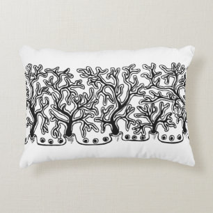 Contemporary Black and White Abstract Joshua Tree Decorative Cushion