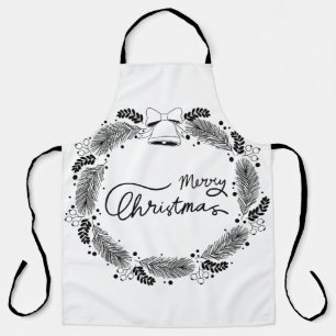Contemporary Black and White Holiday Entertaining Apron