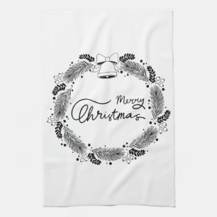 Contemporary Black and White Holiday Entertaining Tea Towel