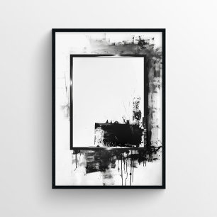 Contemporary Black and White Ink Abstract Poster