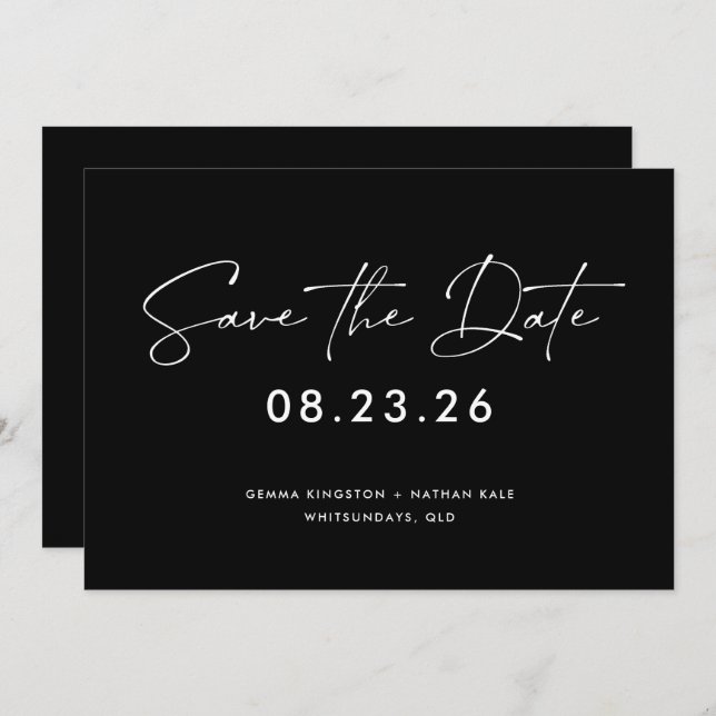 Contemporary Black and white Save the Date Invitation (Front/Back)