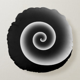 Contemporary Black and White Stylish Pattern Round Cushion