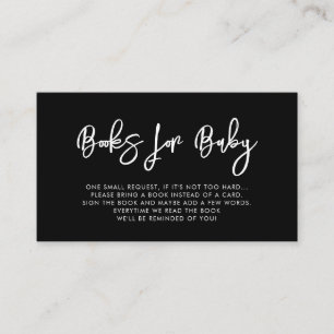 Contemporary Black baby shower book request card