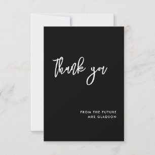 Contemporary Black Bridal Shower Thank you card