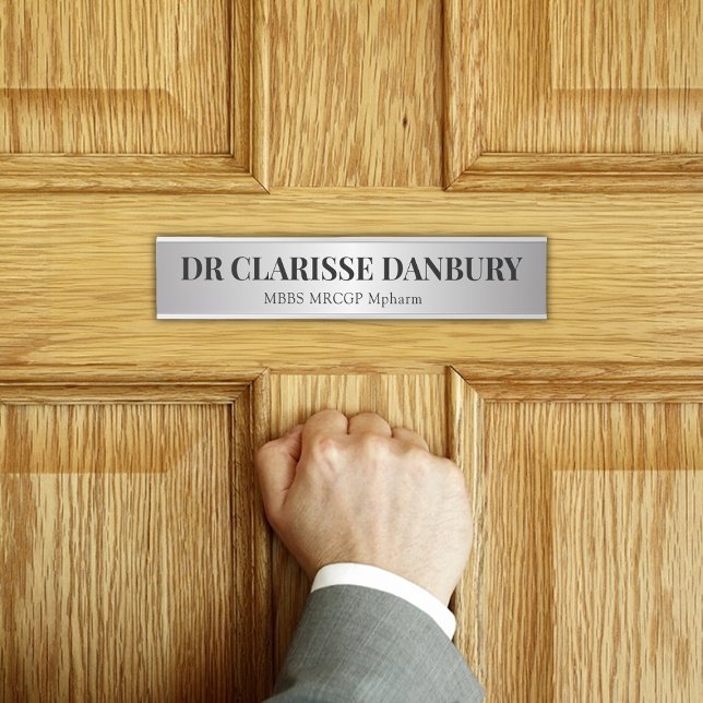 Contemporary Black & Faux Silver Custom Name Plate (Contemporary Black & Faux Silver Custom Name Plate)