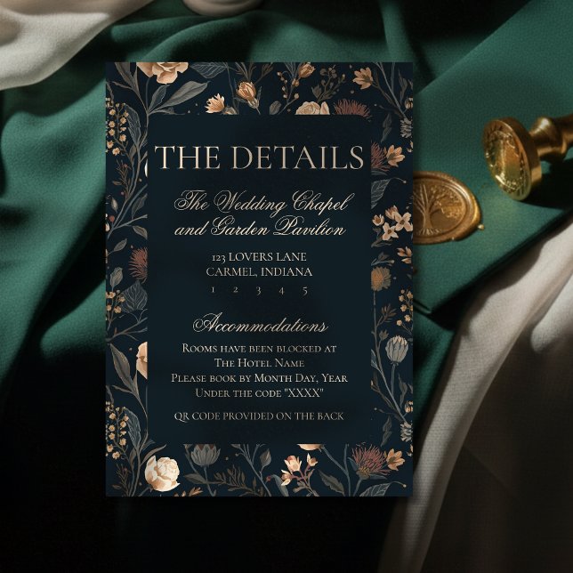 Contemporary Black Floral Wedding Enclosure Card (Announce your celebration with timeless elegance using this Contemporary Black Floral Wedding Card!)