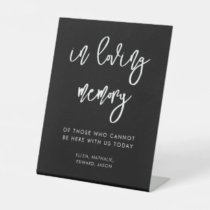 Contemporary black In loving memory wedding Pedestal Sign
