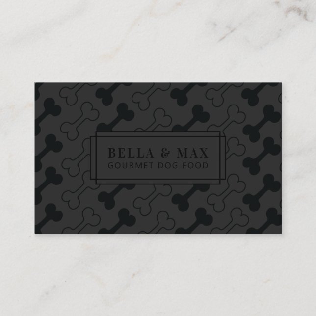 Contemporary Black on Black Dog Bone Pattern Business Card (Front)