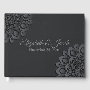 Contemporary Black Paper Cut Mandala Guest Book