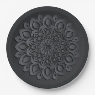 Contemporary Black Paper Cut Mandala Plate