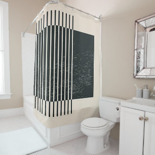 “Contemporary Black Piping” Shower Curtain