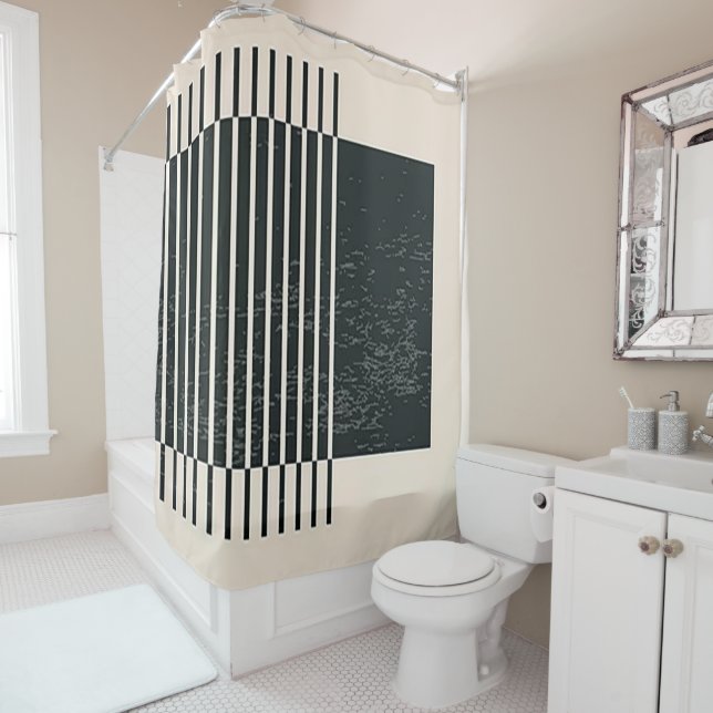 “Contemporary Black Piping”  Shower Curtain (In Situ)