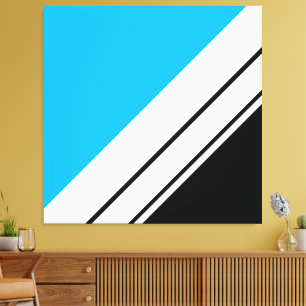 Contemporary Black Sky Blue White Racing Stripes Canvas Print