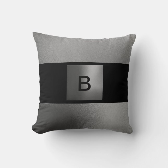 Contemporary Black Slick Grey Pillow-B Cushion (Front)