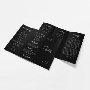 Contemporary Black Trifold Wedding program Flyer