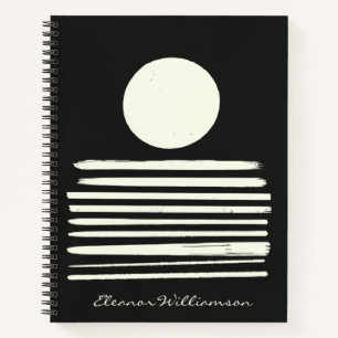 Contemporary Black White Abstract Art Personalised Notebook