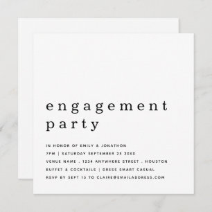 Contemporary Black White Engagement Party Invitation