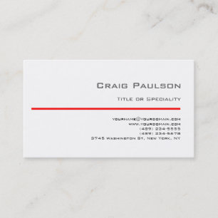 Contemporary Black White Red Line Business Card