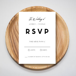 Contemporary Black & White   Simple Wedding RSVP Card