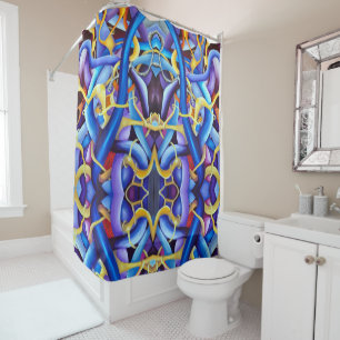 Contemporary Blue Abstract - Depth Illusion Shower Curtain