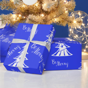 Contemporary Blue and White Christmas Wrapping Paper
