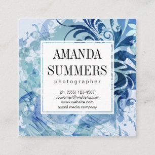 Contemporary Blue Artistic Square Business Card