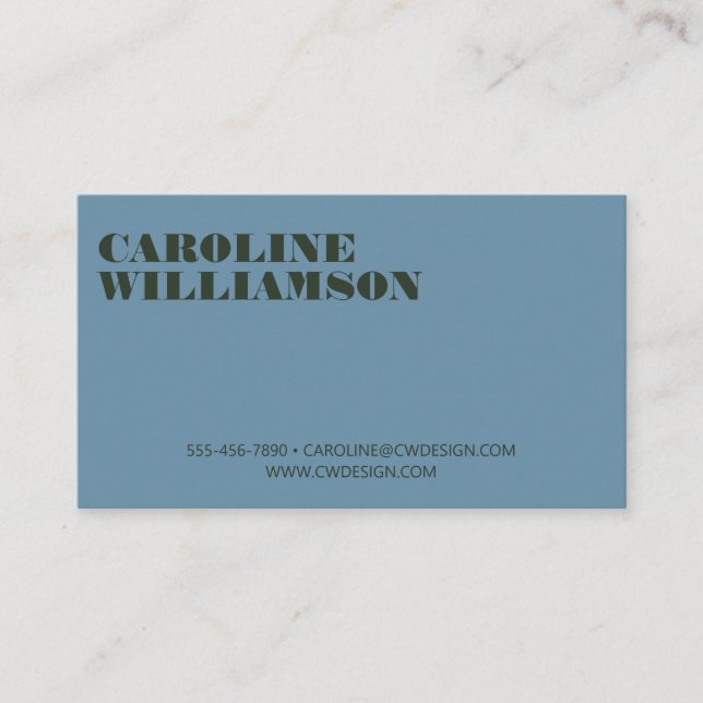 Contemporary Blue Green Minimalist Bold Name Logo Business Card (Front)