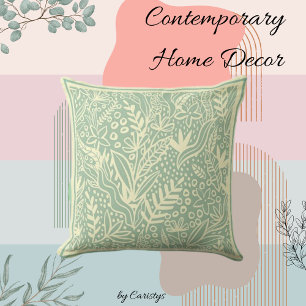Contemporary Blue/Green with Ivory Shapes  Cushion