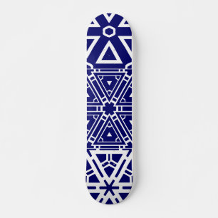 Contemporary Blue Pattern Skateboard