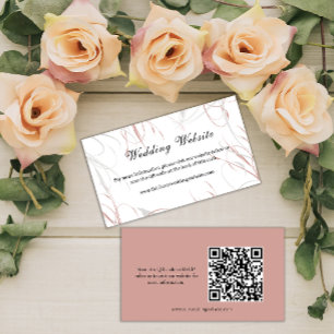 Contemporary Blush Pink Flourishes Wedding Website Enclosure Card